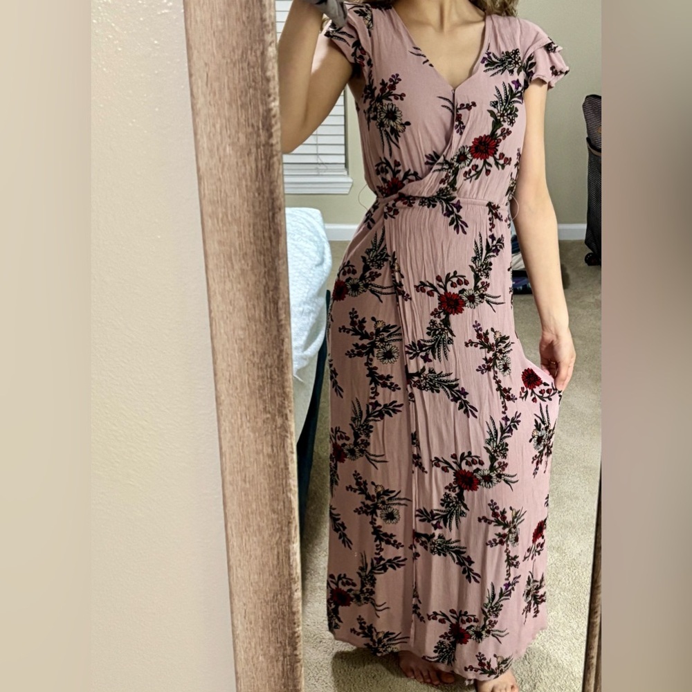 Floral pink maxi dress by One Clothing small